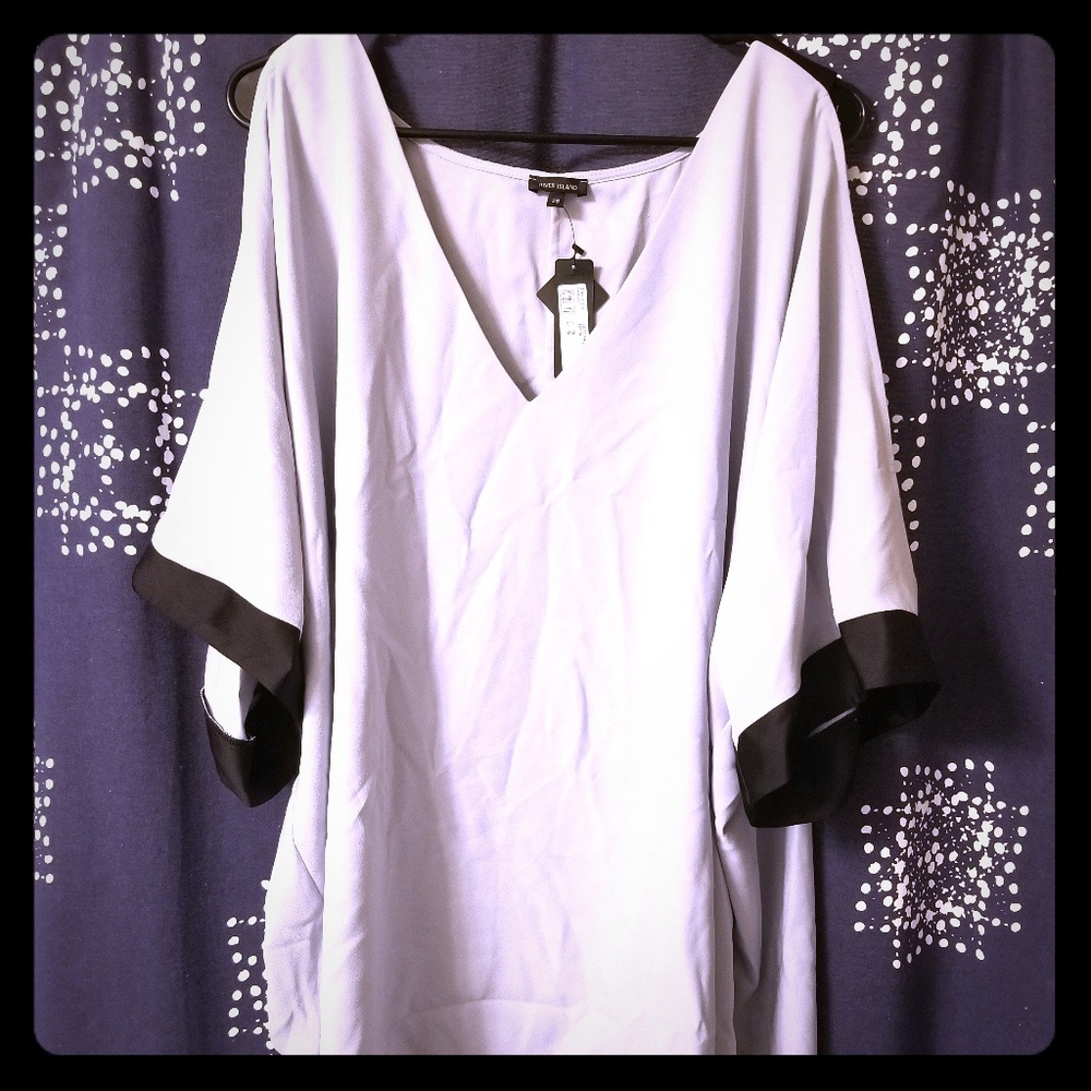 Grey and black plus size blouse